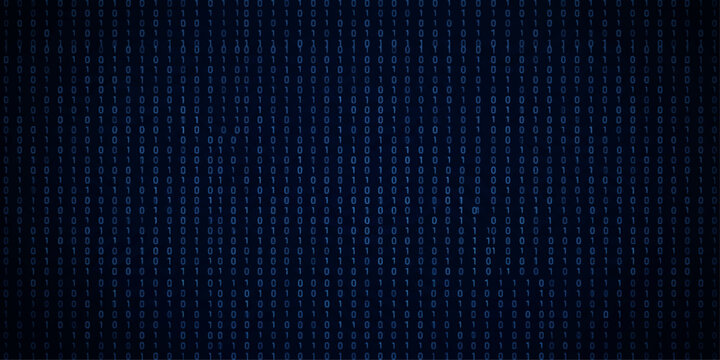 Dark vivid navy blue binary code bright dense vertical falling columns for professional corporate technology finance and branding design