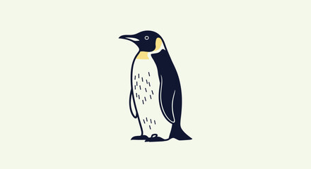 Obraz premium Detailed illustration of an emperor penguin standing upright on a light green background for wildlife and animal themed design projects.