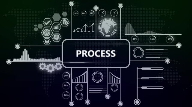 Business process optimization hud interface with dynamic data analytics and infographics