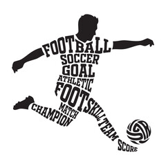 Fototapeta premium Soccer Player Typography Silhouette Vector