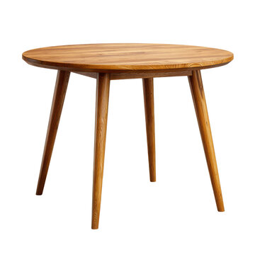 Round wooden table with tapered legs on black background circular, Isolated, Png Transparent Background