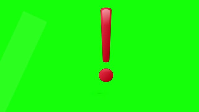 bouncing red exclamation point green screen overlay element