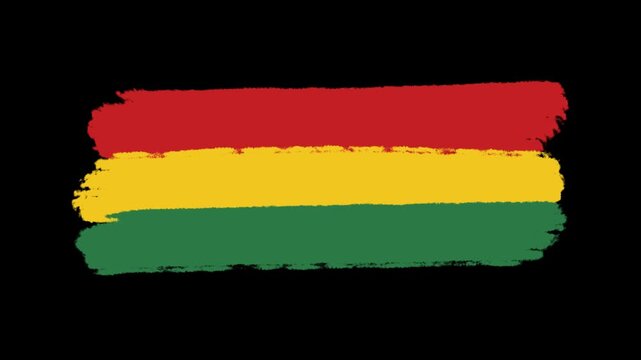 Hand drawn Pan-African colors brush stroke animation on transparent background. Alpha channel included.