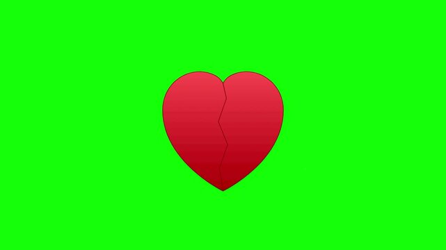 Broken Heart Cracking Split Animation Green Screen Overlay