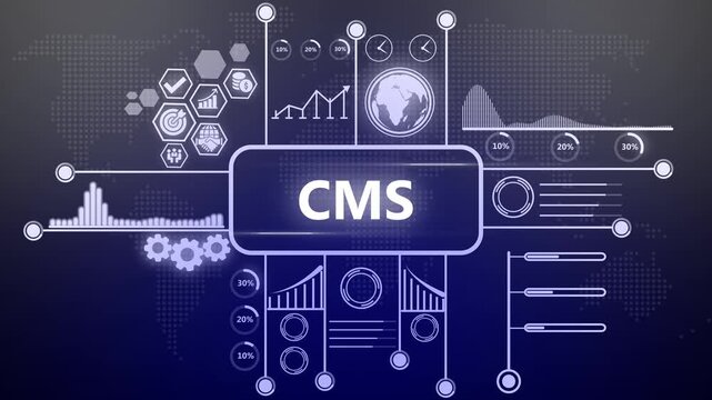 Cms management system digital interface infographic animation