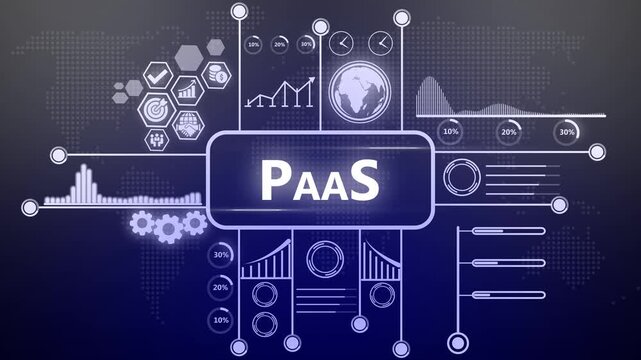 Paa s platform as a service concept with animated digital data infographics