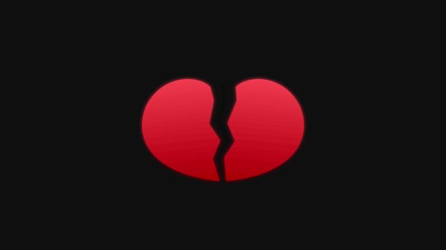 broken red heart animation for sadness and breakups