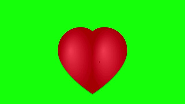 broken red heart cracking apart green screen overlay