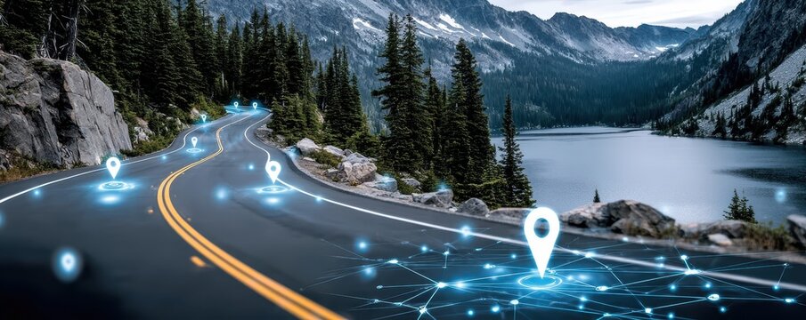 The road is clear on the navigation map, where an arrow shows the direction along a path toward the quiet valley location.