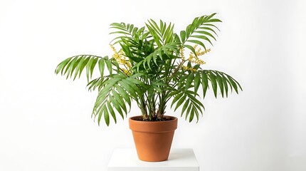 Fototapeta premium Areca palm in terracotta pot indoor plant studio shot