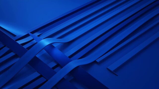 Abstract blue geometric background with intersecting lines and planes creating depth and shadow dynamic modern for technology corporate