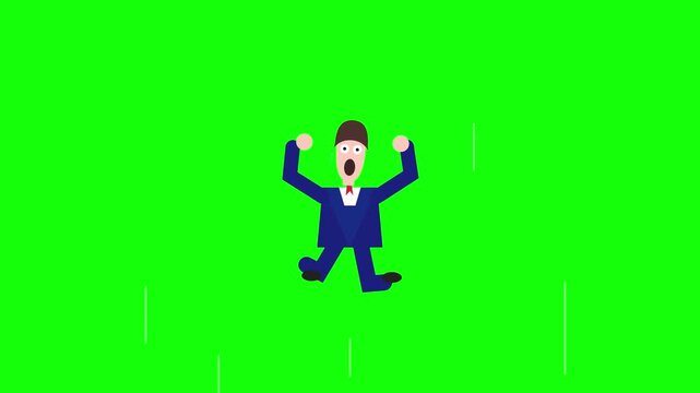 business professional falling into green screen vector scene