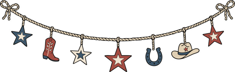 Retro american garland decoration. 4 of july concept. Vector illustration. © browncupple
