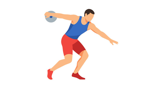 Discus Thrower Athlete in Action, Sport Illustration