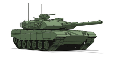 Fototapeta premium Green military tank with long barrel.