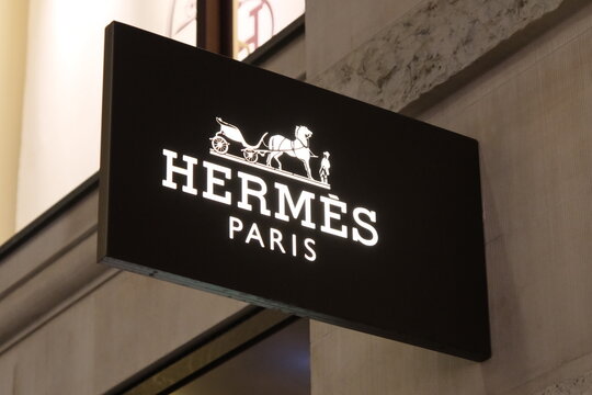 Oslo, Norway-Nov.25th 2025: Herm&egrave;s brand logo store sign