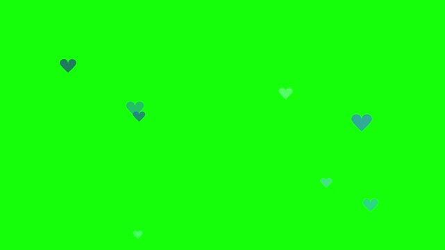 corporate blue vector hearts drifting on chroma key