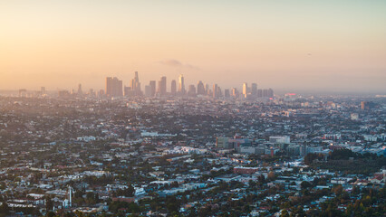 Aerial view of Los Angeles, California, showing the city's skyscrapers. © Chenxiaoyang