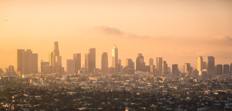 Sunset view of Los Angeles City from Griffith Observatory, USA