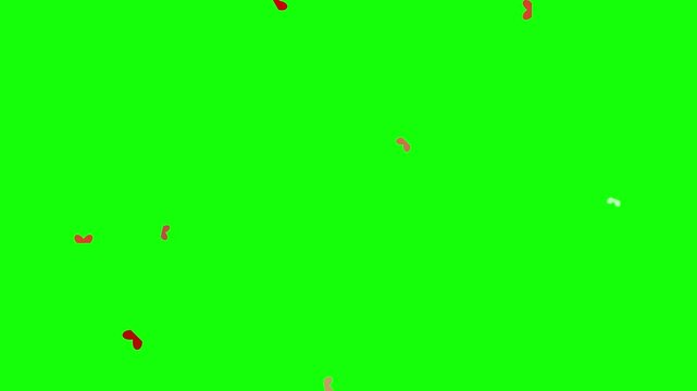 corporate style hearts tumbling down green screen plate