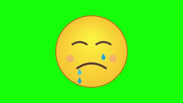 Crying Emoji Tears Animation Green Screen Video Asset