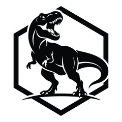 Tyrannosaurus Rex dinosaur standing in hexagon shape illustration icon © Sieam