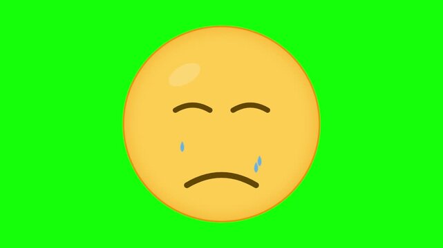 crying sad face emoji tears green screen overlay