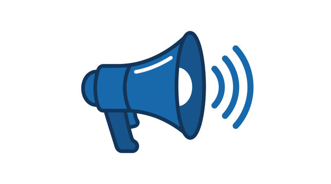 Blue Megaphone Sound Waves Icon