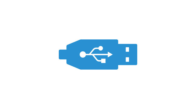 Blue USB connection icon