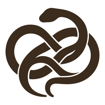 Brown snake knot illustration isolated on white background icon