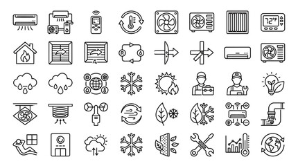 HVAC air conditioning line icons set © Susan