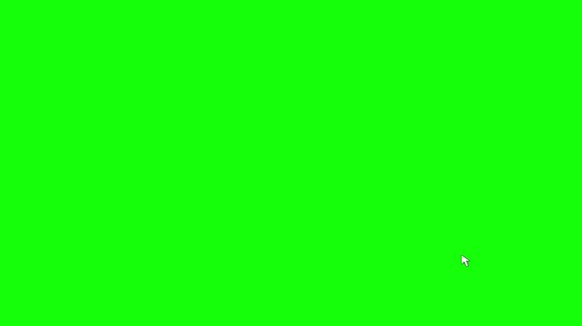 Directional white mouse click cursor on green screen