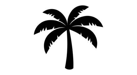 Palm tree silhouette stands as a bold and minimalist icon representing tropical vacations, summer relaxation, and exotic travel destinations for creative design projects. © Berkah
