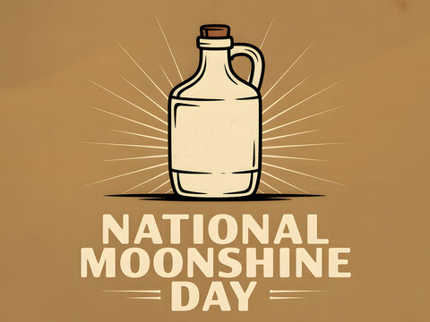 National Moonshine Day Vintage Poster with Rustic Whiskey Jug Illustration