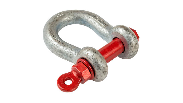 Heavy metal shackle hardware industrial rigging tool on transparent background