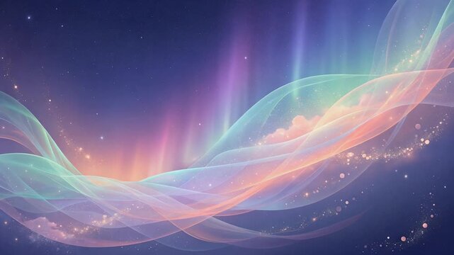 魂のオーロラが流れる幻想ループ背景素材