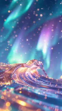 魂のオーロラが流れる幻想ループ背景素材