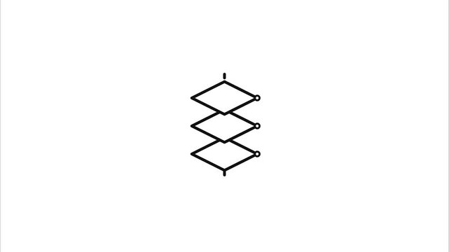 Geometric diamond stack expanding vertically in minimalist line art