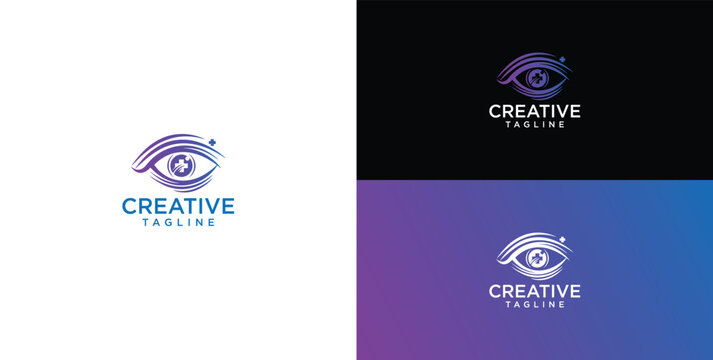 Modern Eye Logo with Plus Sign, Representing Vision, Health, and Creativity. Minimalist Design for Branding