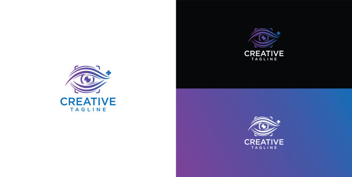 Modern Eye Logo with Plus Sign, Representing Vision, Health, and Creativity. Minimalist Design for Branding