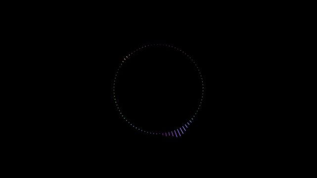 double circle audio wave visualizer with alpha channel, colorful neon music frequency spectrum, smooth sound visualization on transparent background, dynamic equalizer rhythm bars,