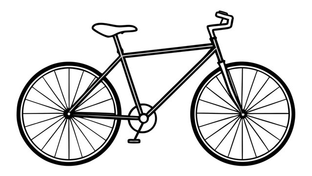 Illustration of a bicycle with thin black lines and white background in a simple graphic style
