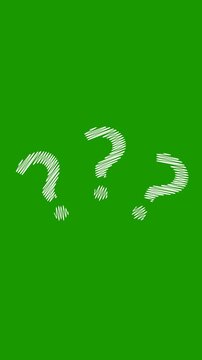Hand draw question mark loop, Animation of Question marks moving on green background. Full HD. 4K