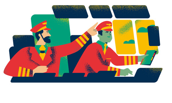 Train Conductor and Railway Transportation Operator Vector Illustration