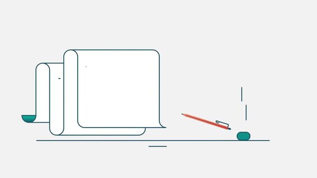 Unrolling Invoice Document or Checklist Paper Near Icon Project Completion and Delivery Concept 2D Animation