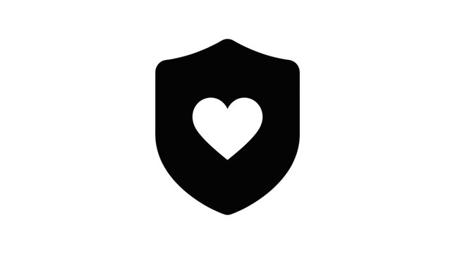 Shield emblem with a heart symbol inside represents emotional protection, relationship security, and the safeguarding of love within personal or charitable social welfare programs.