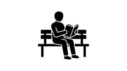Fototapeta premium Person sitting on a park bench while reading a book represents a calm moment of quiet study and personal leisure time in an outdoor public space.