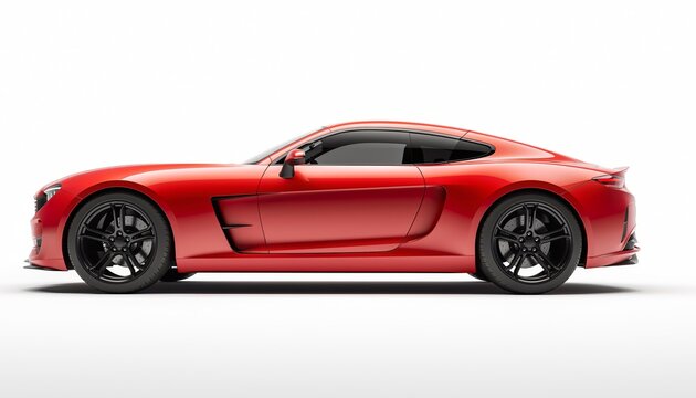 Red sports car isolated on white background