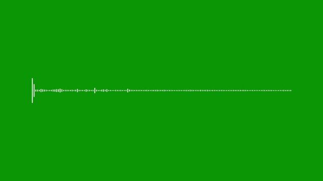 White sonic audio pulse, sound frequency spectrum, green screen 4k video, music visualizer animation, digital voice equalizer, rhythmic beat movement, abstract sound signal art.