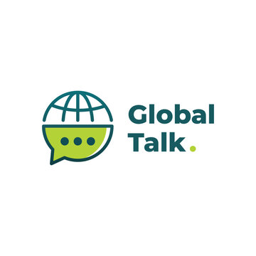 Global Talk logo design with globe and chat bubble icon